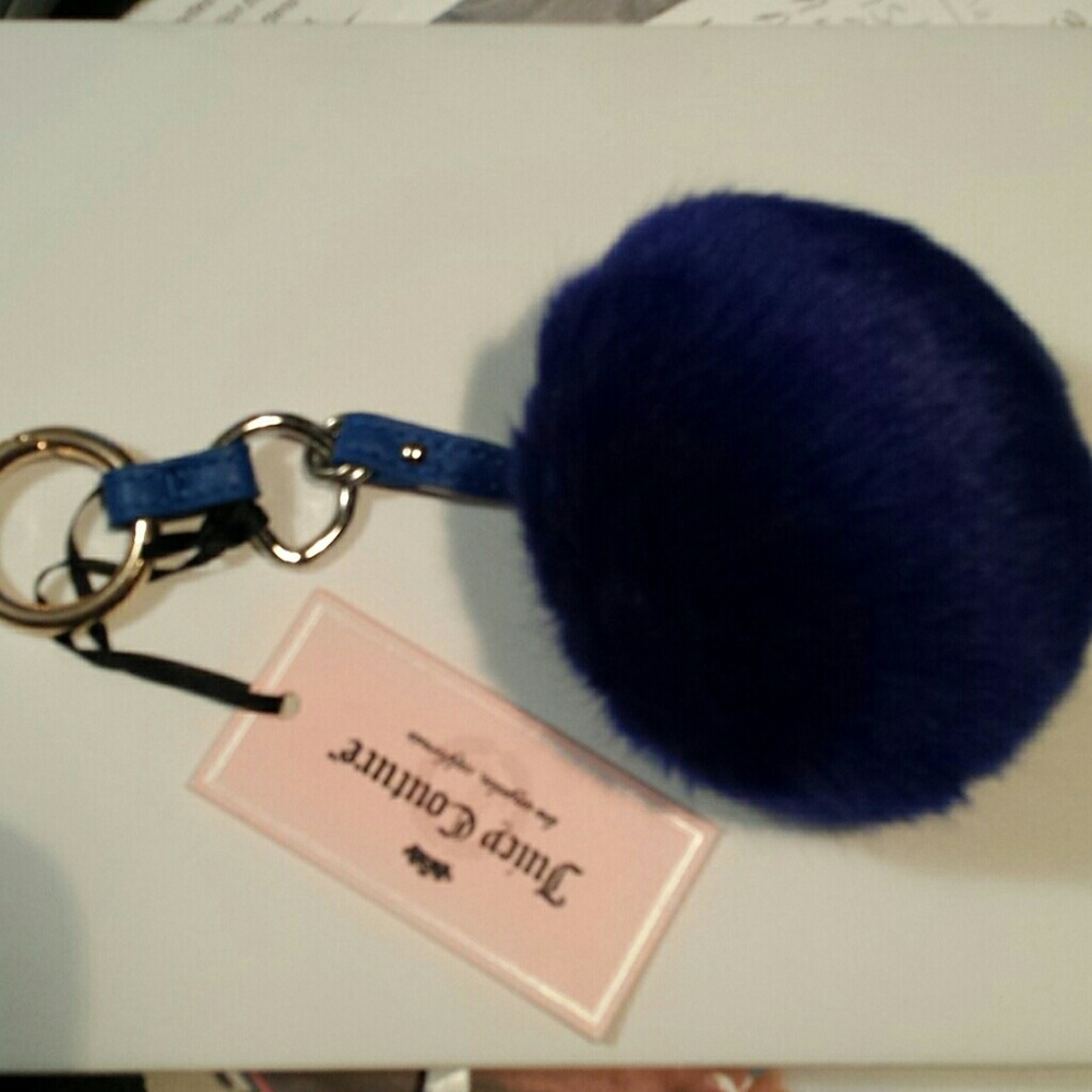New Juicy Couture Royal Blue Pom Pom Hangoff